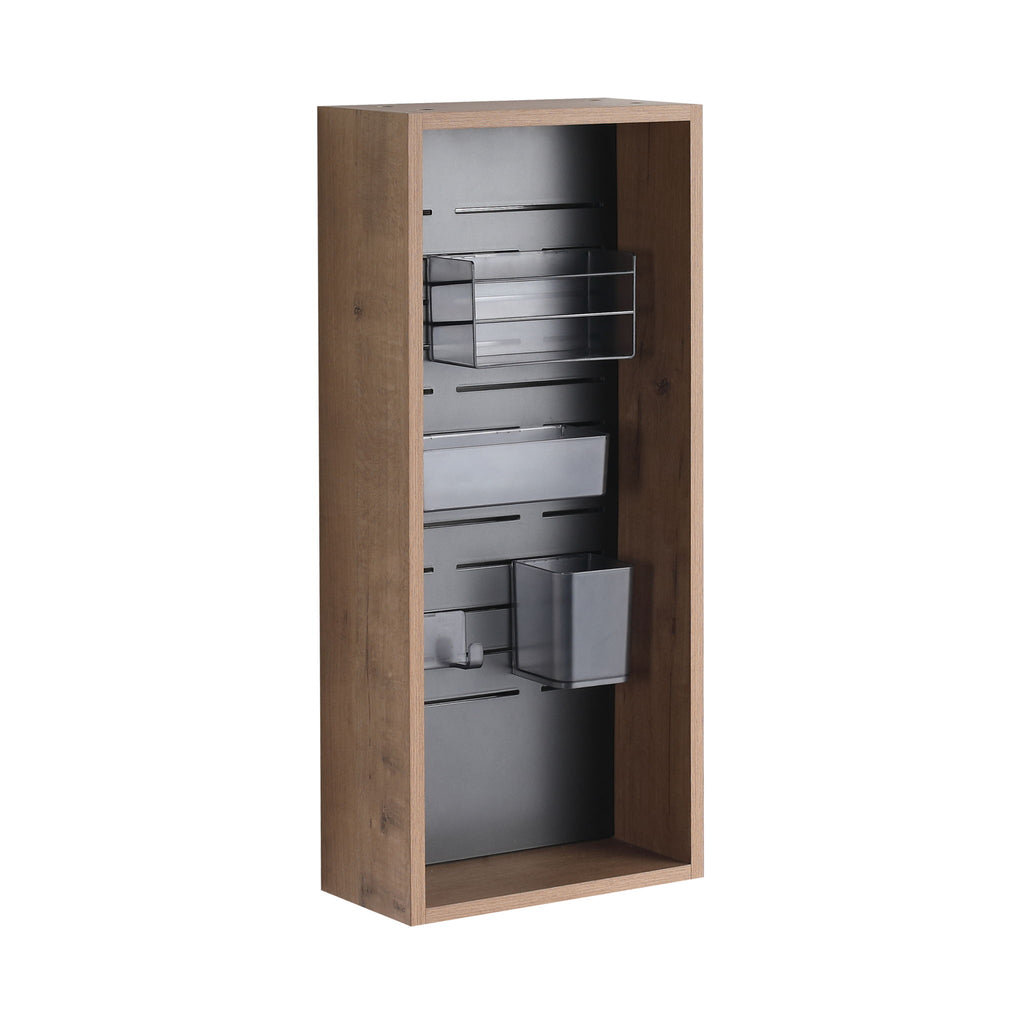 Wall Mounted Storage Cabinet With 4 Diy Accessories - Imitative Oak