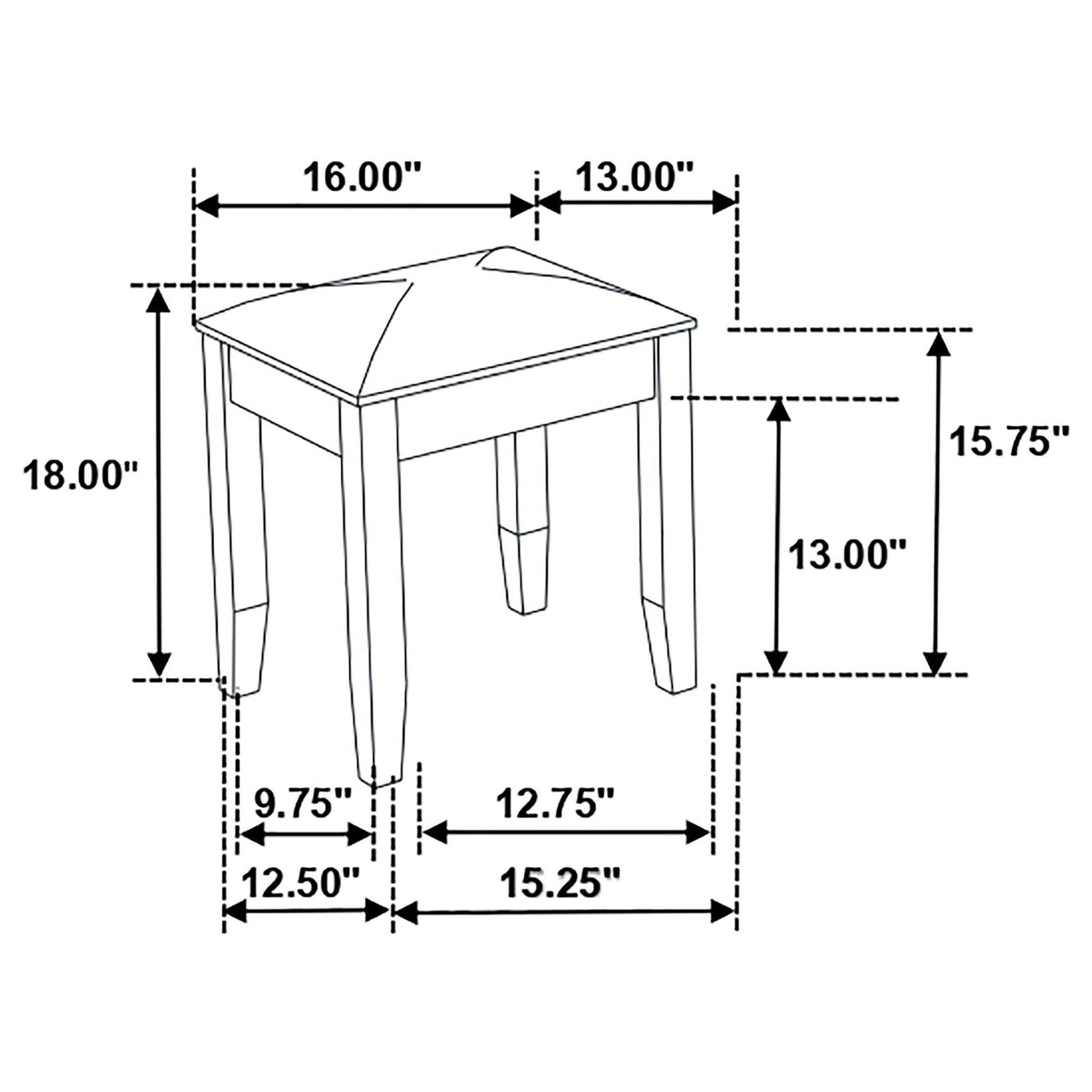 Vanity Stool With Padded Seat - Gray
