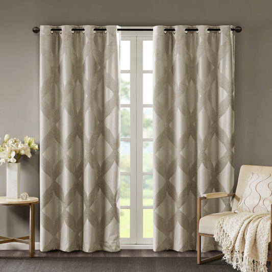 Bentley - 108" Ogee Knitted Total Blackout Panel - Taupe