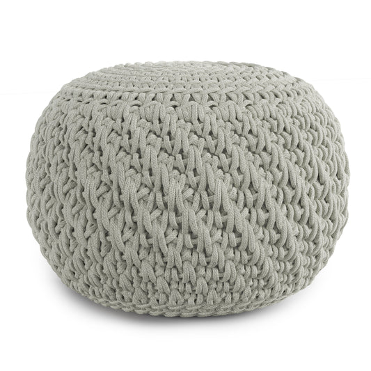 Nisi - Round Knitted Outdoor / Indoor Pouf - Light Grey