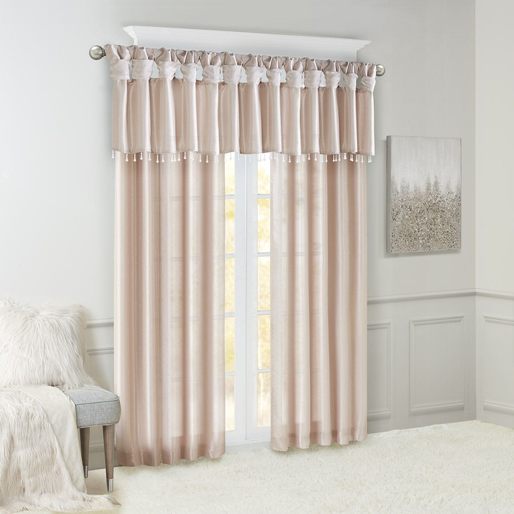 Emilia - 84" Twist Tab Lined Window Curtain - Blush