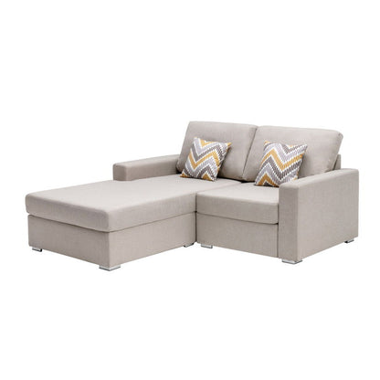 Nolan - Fabric 2-Seater Reversible Sofa With Pillows And Interchangeable Legs