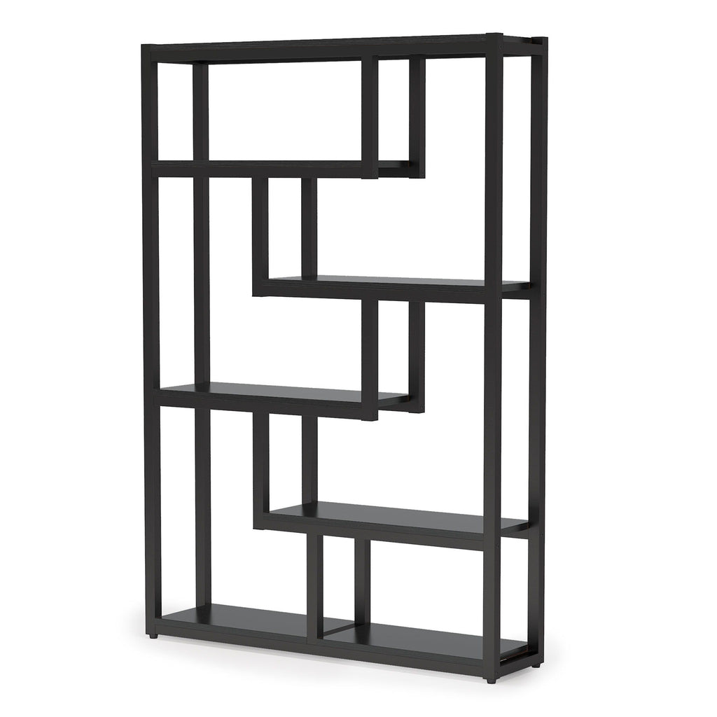 6 Tier Etagere Bookcase With Asymmetrical Shelves For Living Room