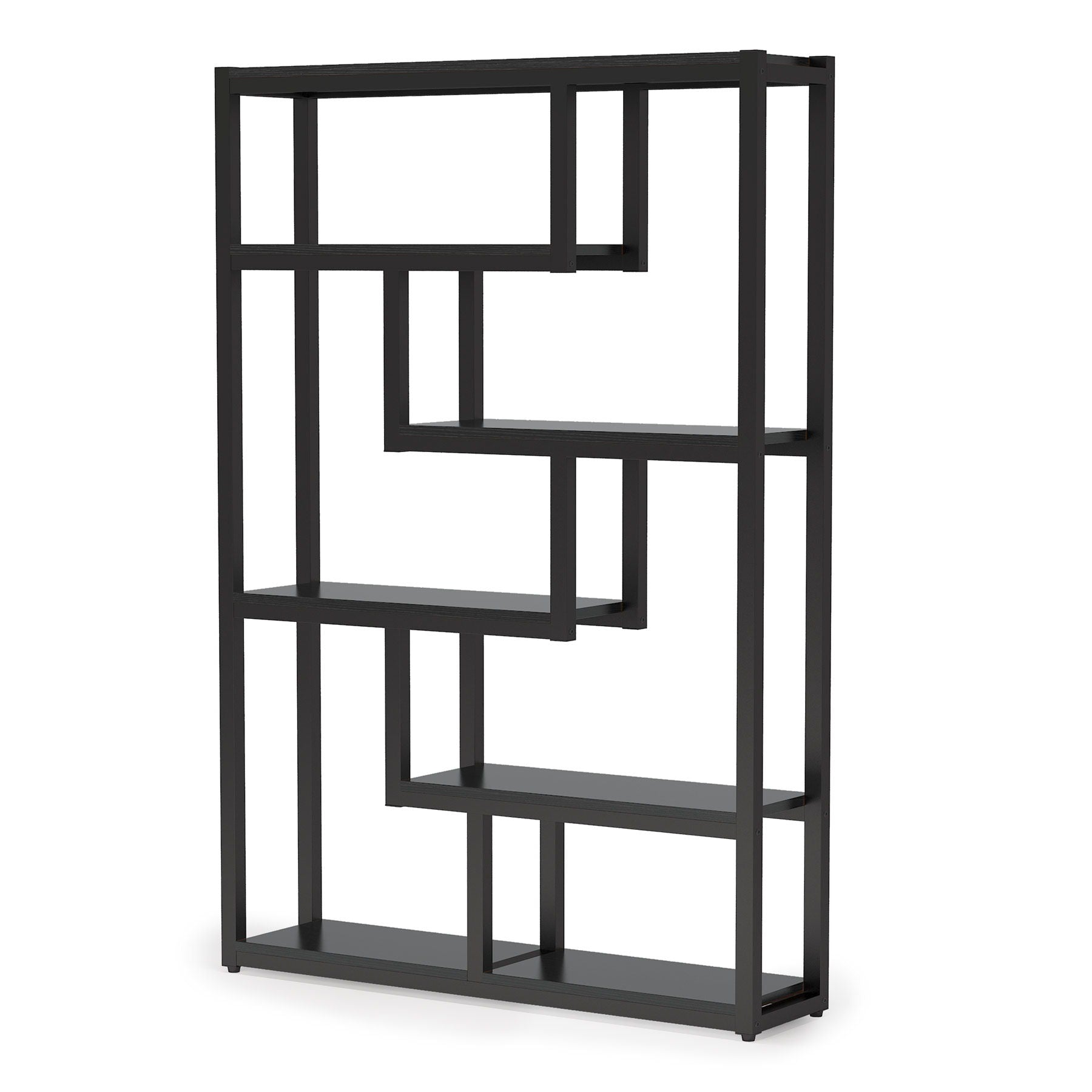 6 Tier Etagere Bookcase With Asymmetrical Shelves For Living Room