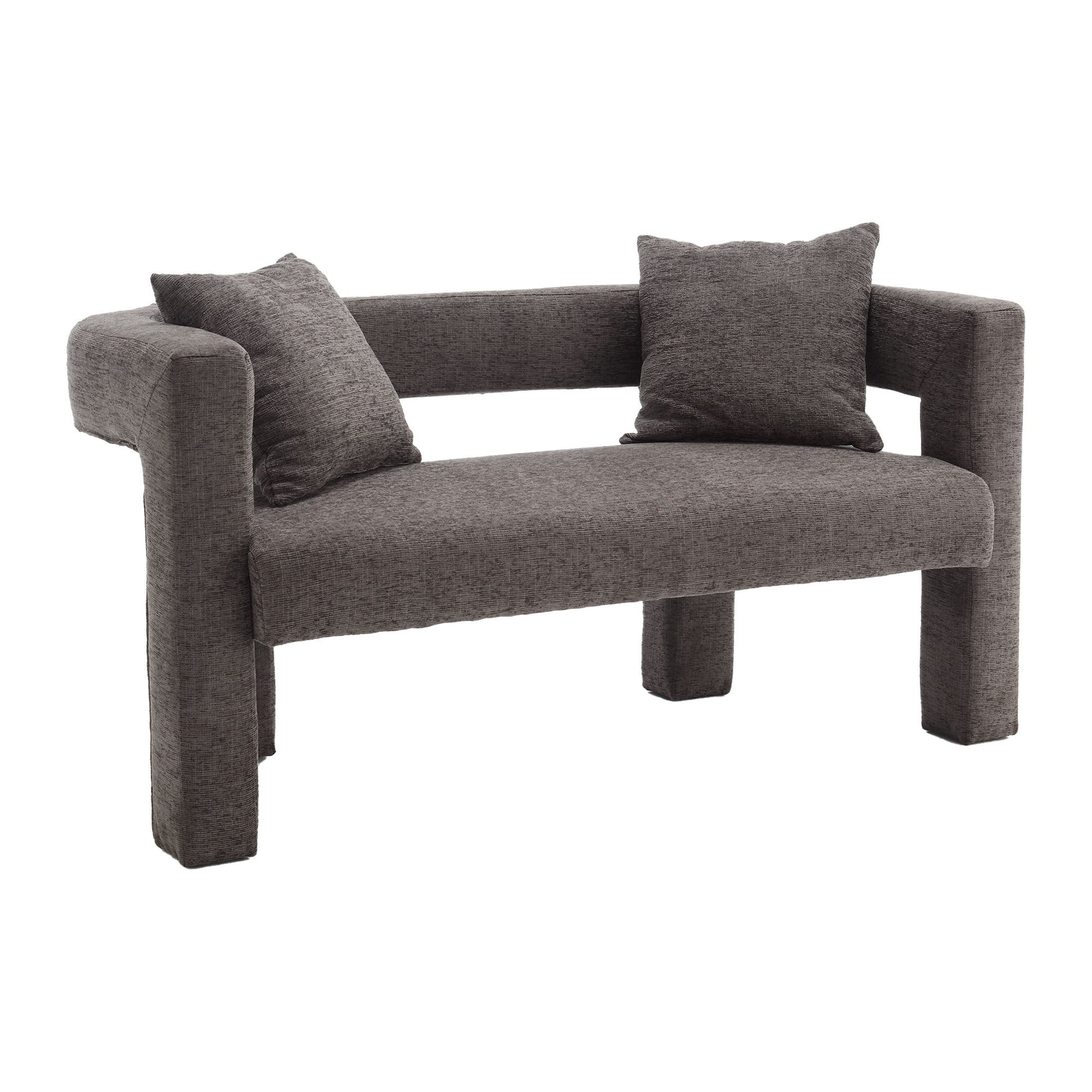 Modern Chenille Loveseat Sofa, Comfy Upholstered 2 Seater