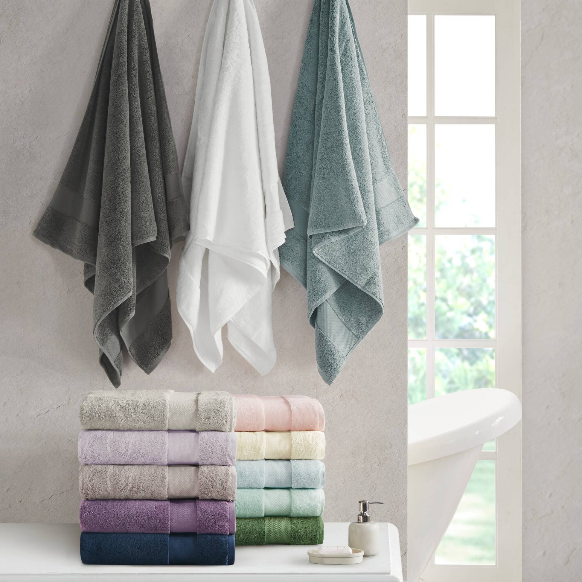 Turkish - 6 Piece Bath Towel Set - Light Blue