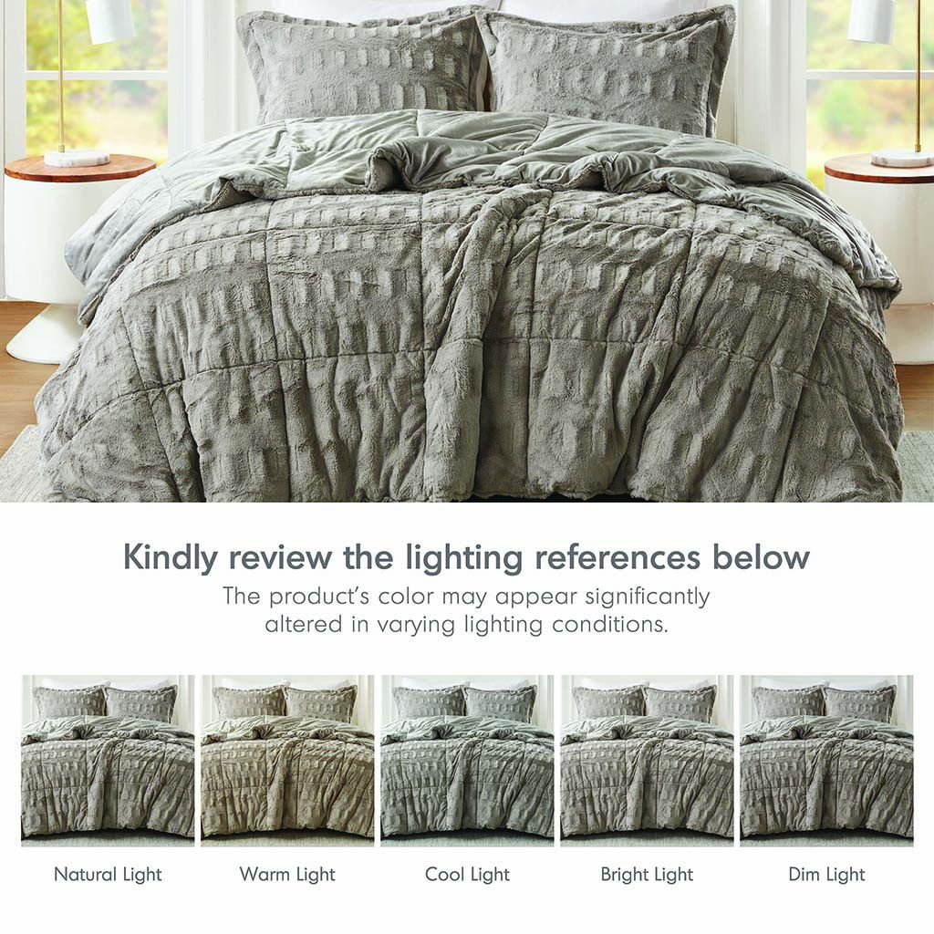 Gia - 3 Piece King/California King Solid Comforter Mini Set - Gray