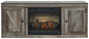 Wynnlow - TV Stand With Faux Firebrick Fireplace Insert - Gray
