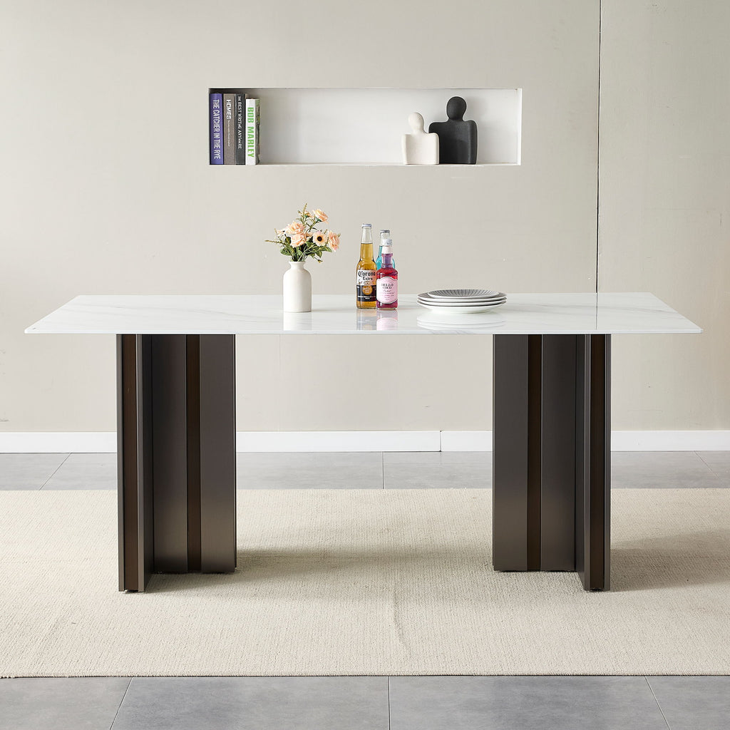 Rectangular Dining Table - Gray / White