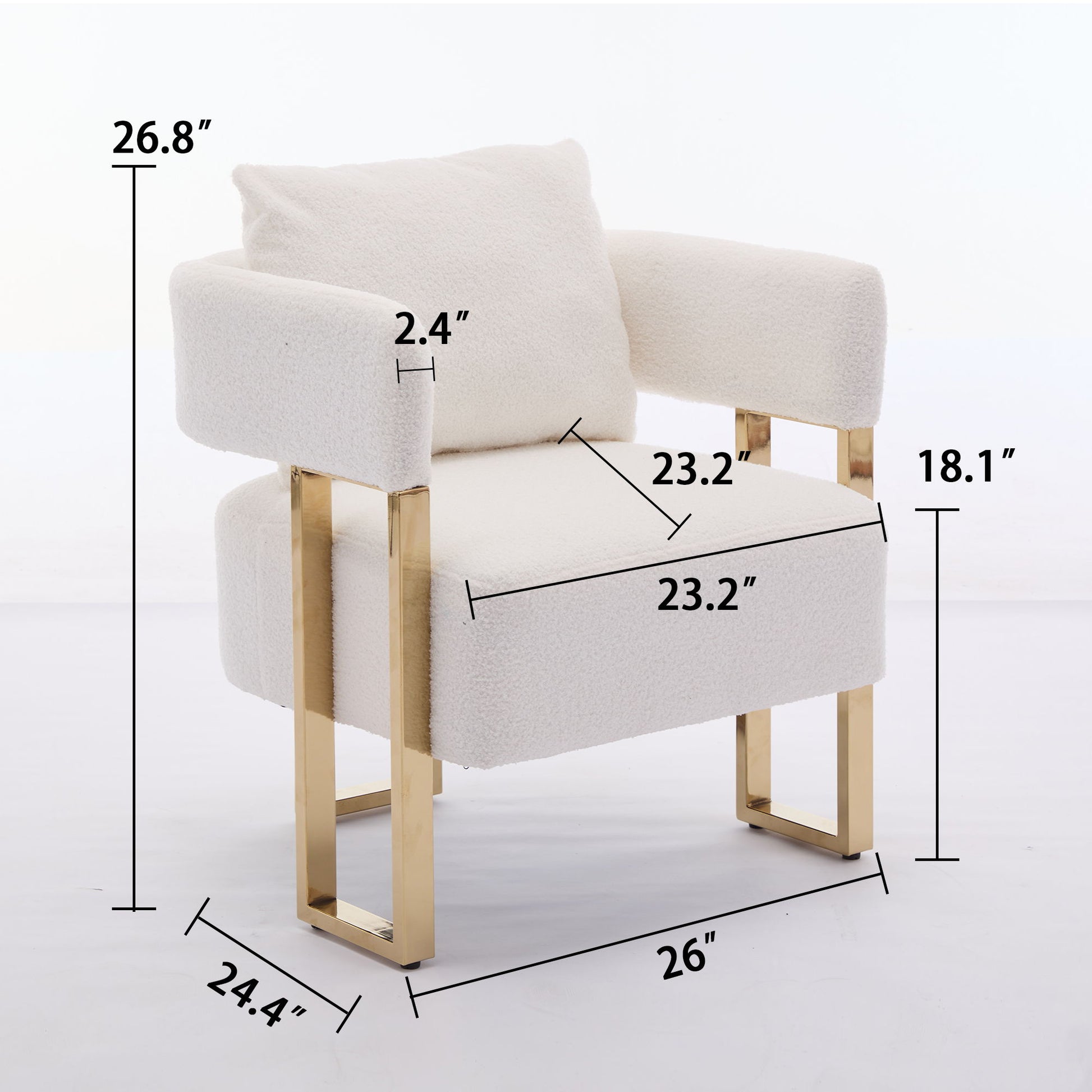 Modern Decorative Chair Teddy Fleece Upholstered And Metal Foot