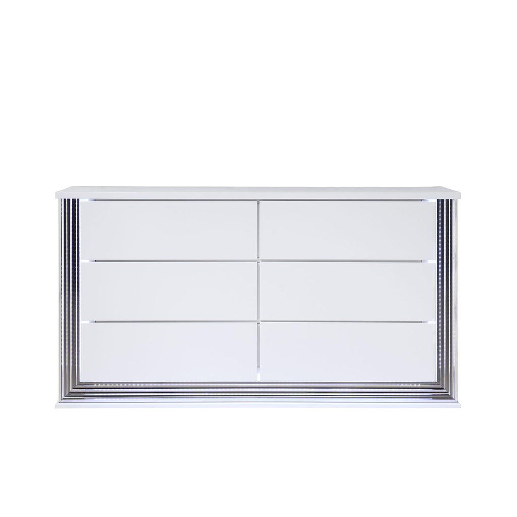 Moon - Smooth Dresser With LED - White