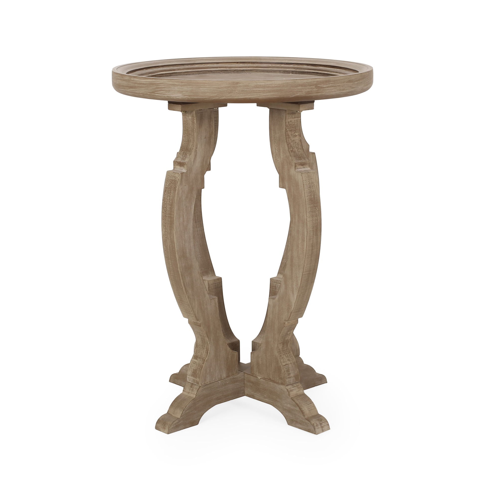 French Country Style Accent Table With Hourglass Design