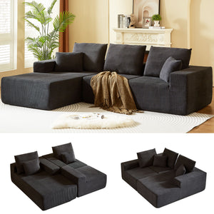 Modular Sectional Sofa With Chaise, L Shaped Cloud Couch With Deep Seat, Sectional Couches For Living Room - Black