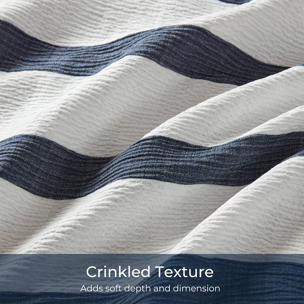 Merritt - Full/Queen Yarn-Dyed Striped Comforter - Blue
