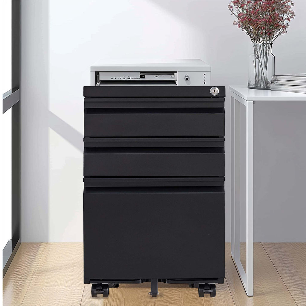 Metal Drawer Mobile File Cabinet With Lock For Home Office Organizer