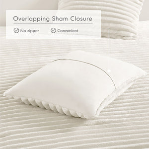 Avril - Full/Queen Fluffy Ribbed Plush Comforter Set - Ivory