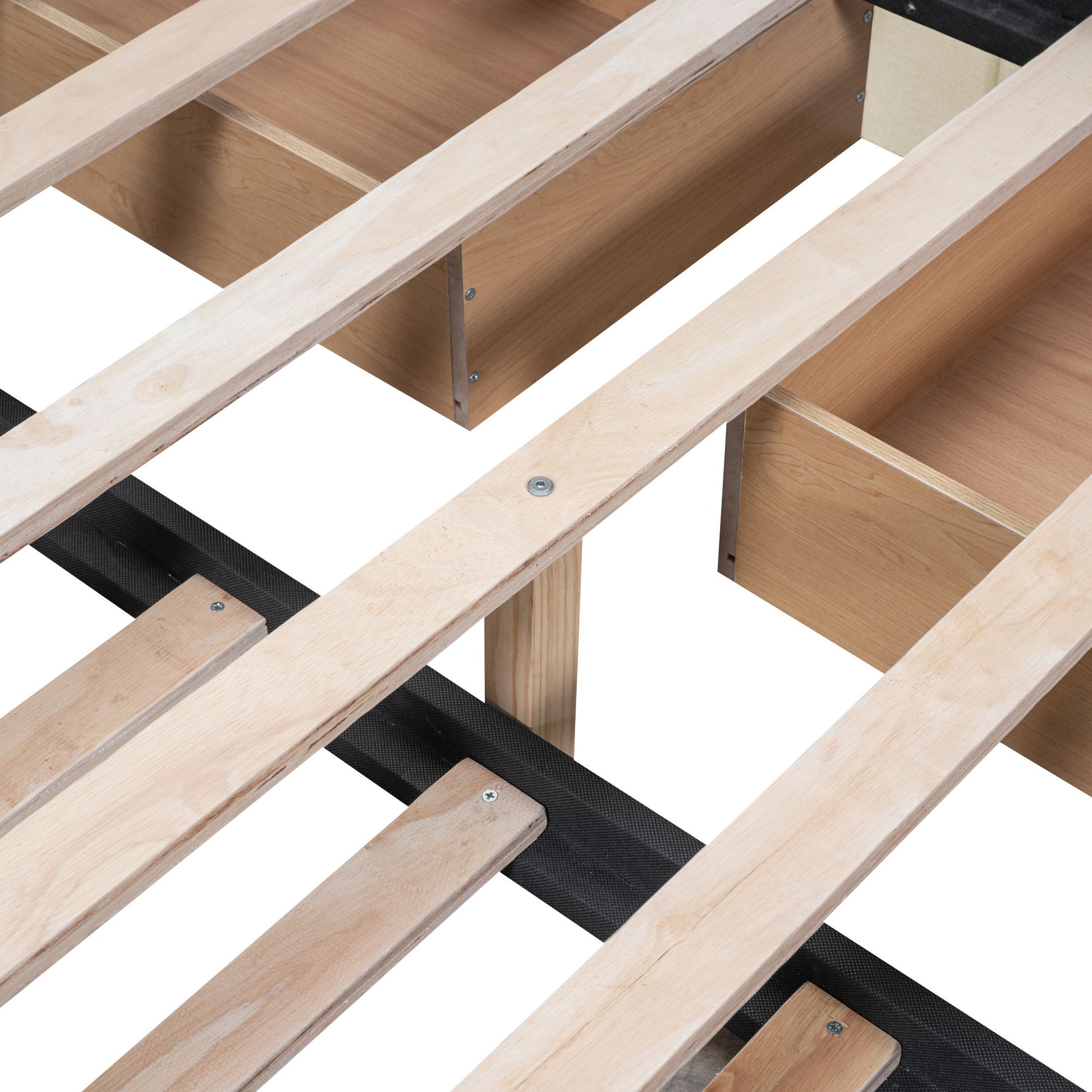 Upholstered Platform Bed With Trundle & Drawers