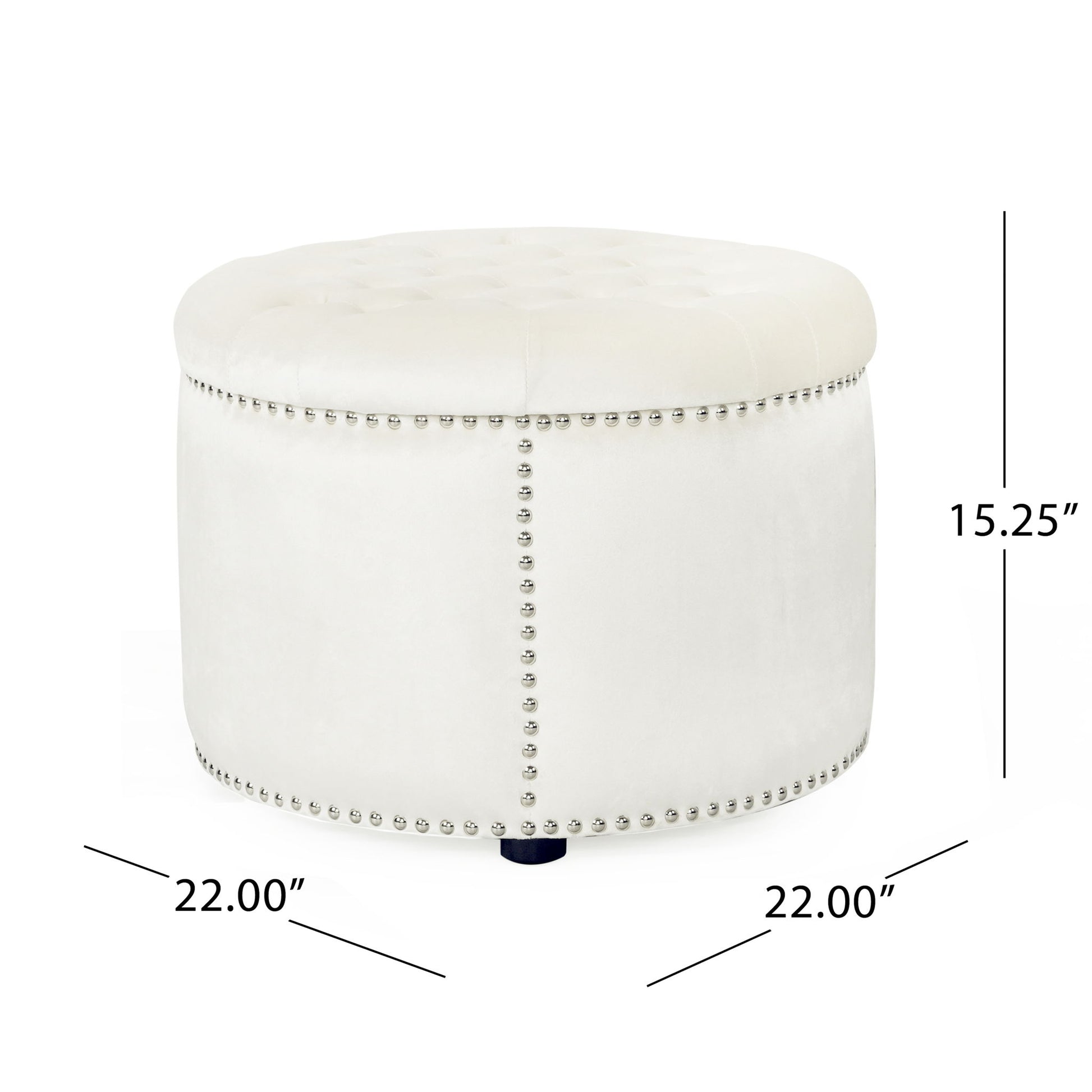 Elegant Round Ottoman Footstool With Studded Rim