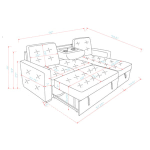 Gustavo - Sofa, Pull Out Bed, Storage Chaise, USB And Cup Holders - Beige