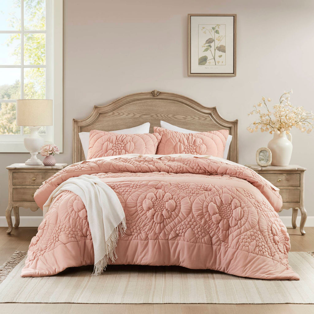 Elise - King Comforter Set - Pink