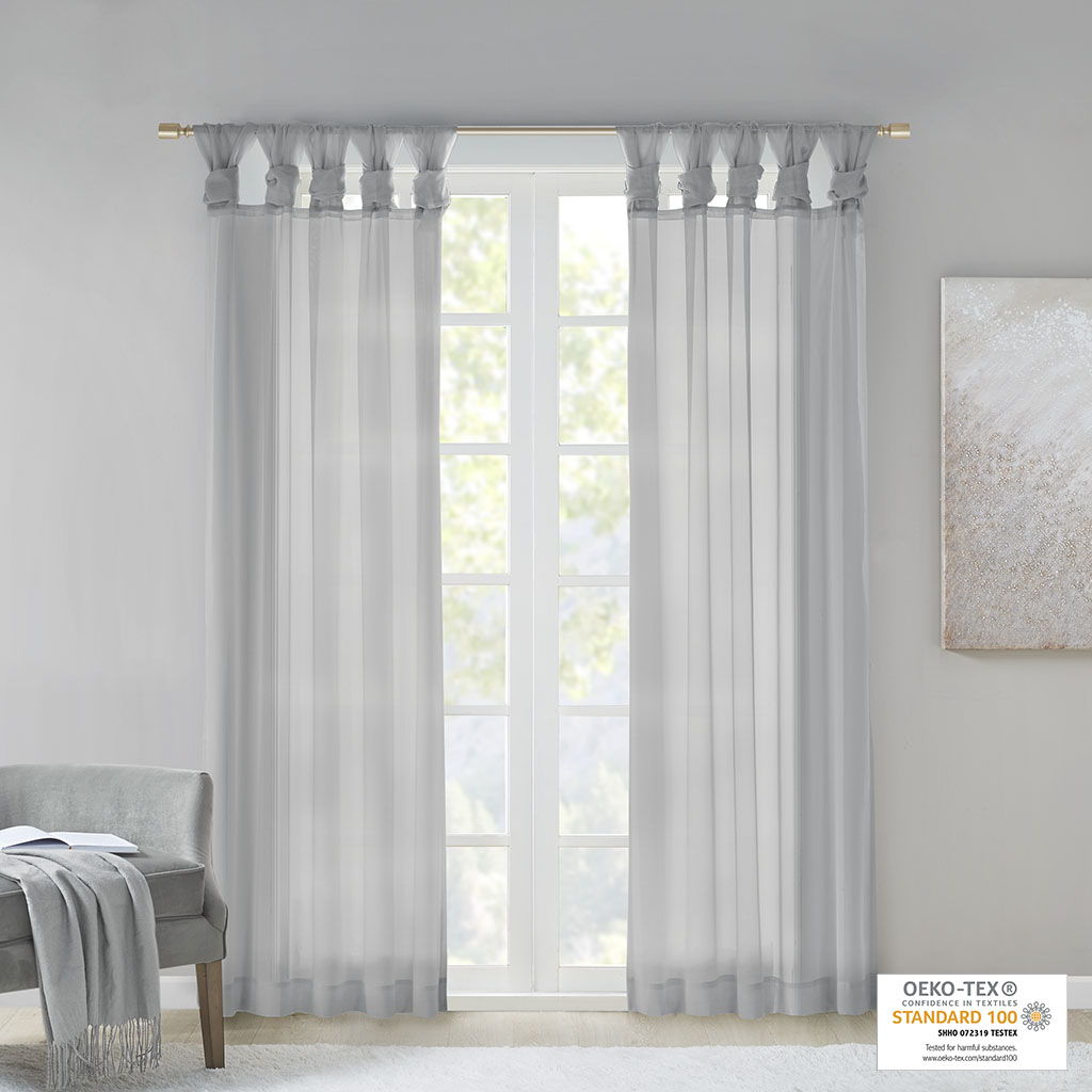 Ceres - Twist Tab Voile Sheer Window Pair - Light Gray