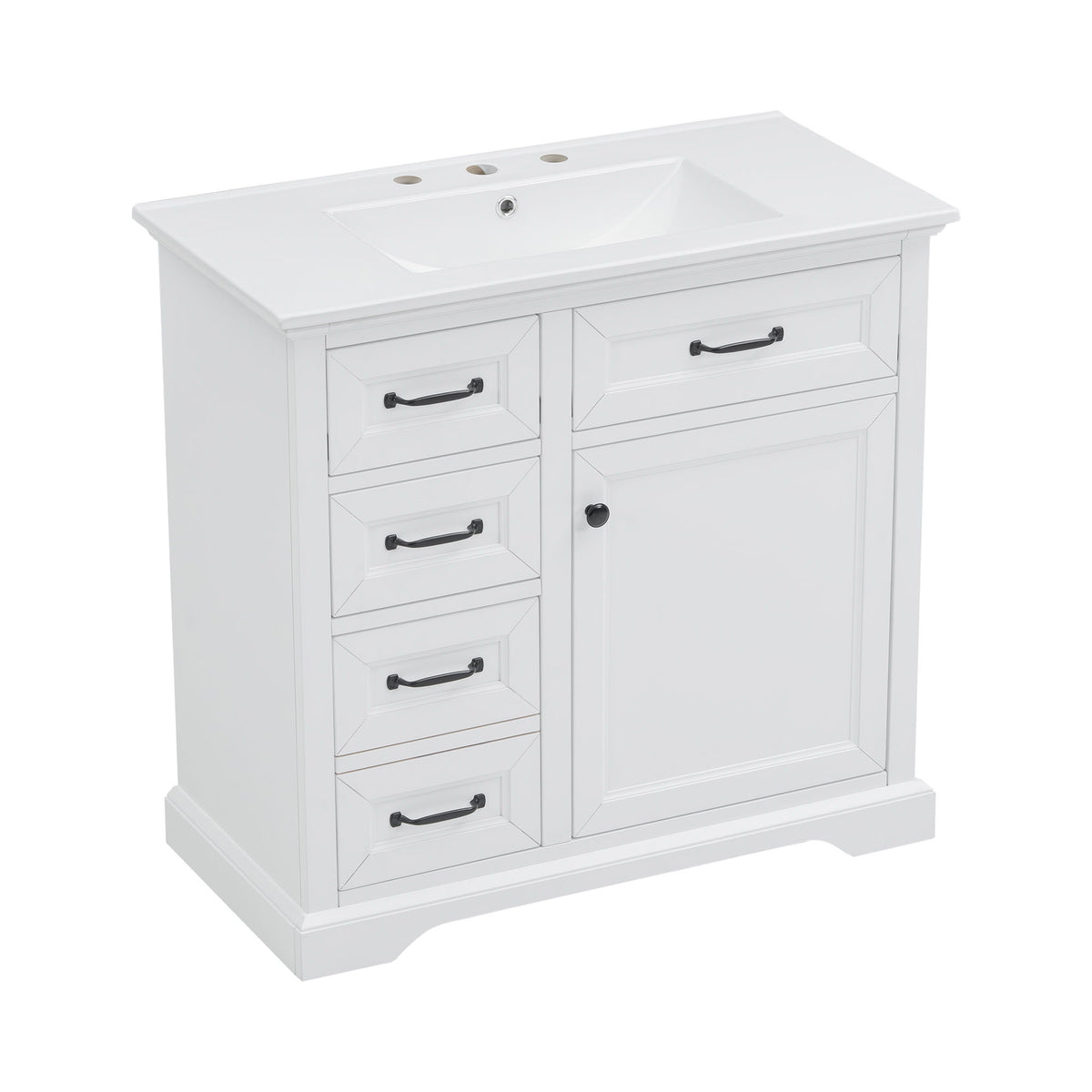 Modern Bathroom Vanity With Sink Top, 4 Drawers And 1 Soft-Close Door