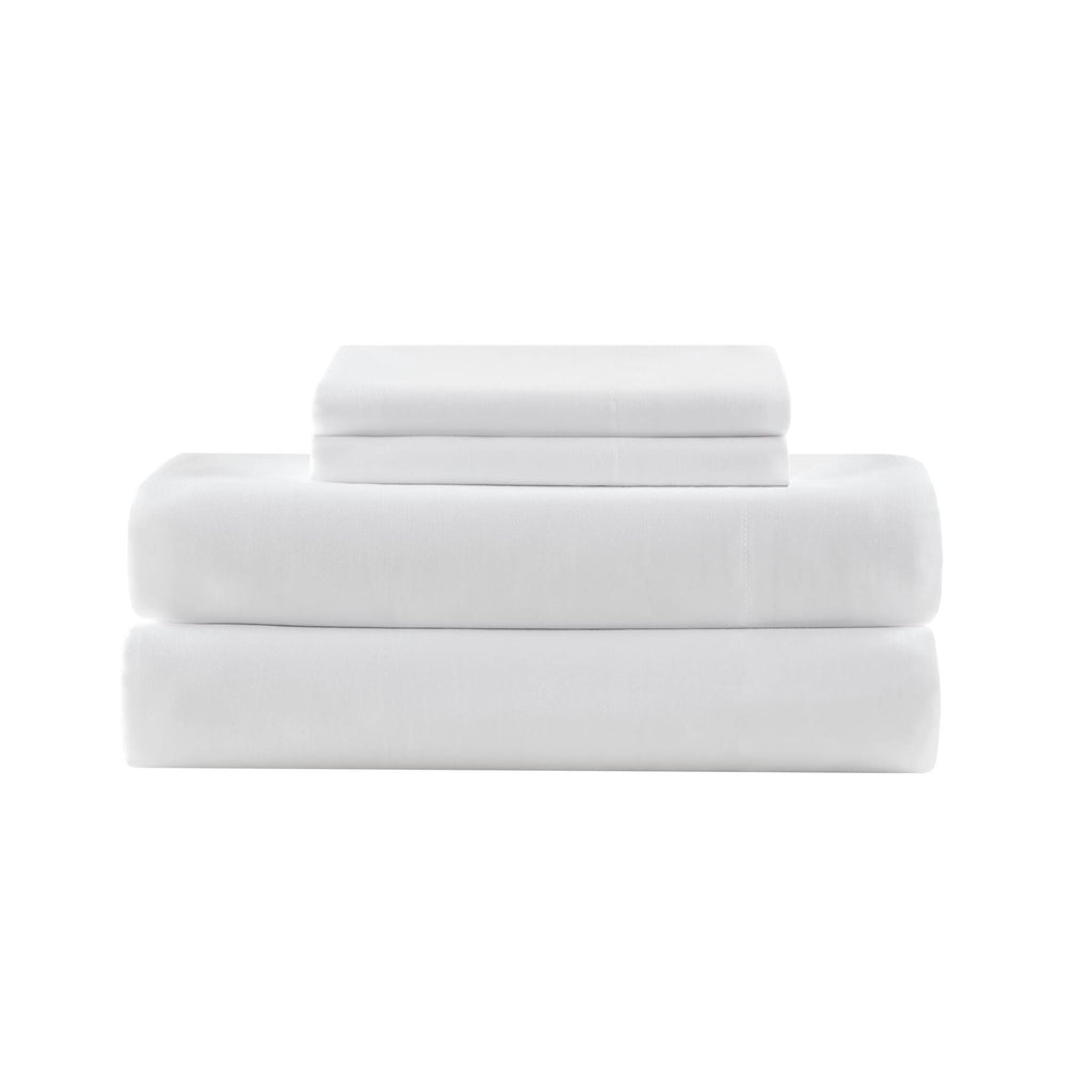 Percale Weave - King Luxury Cotton Sheet Set - Bright White