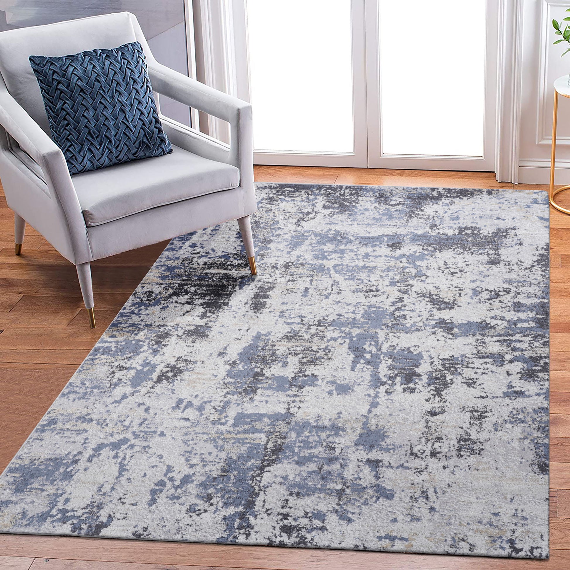 Payas - 6' X 9' Abstract Area Rug - Gray / Denim
