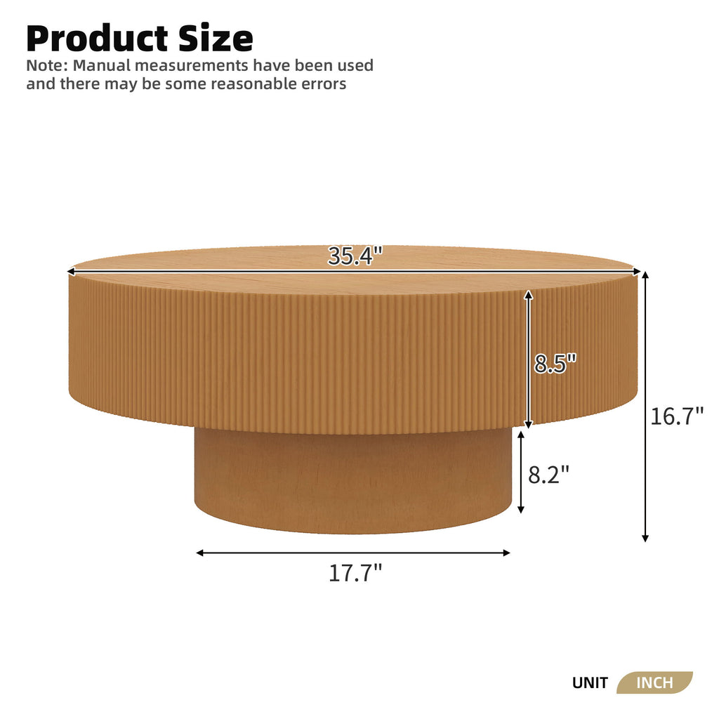Elegant Round Coffee Table With Thick Tabletop