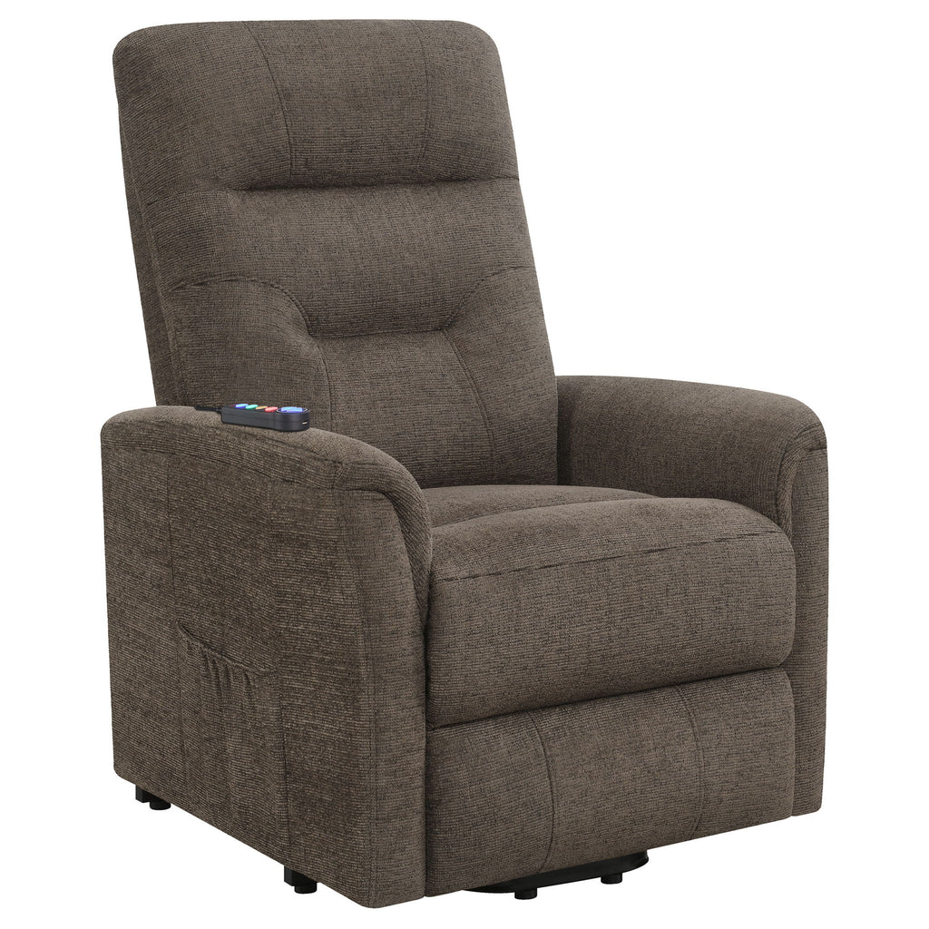 Parker - Upholstered Power Massage Chair With Heat And Massage Functions - Brown
