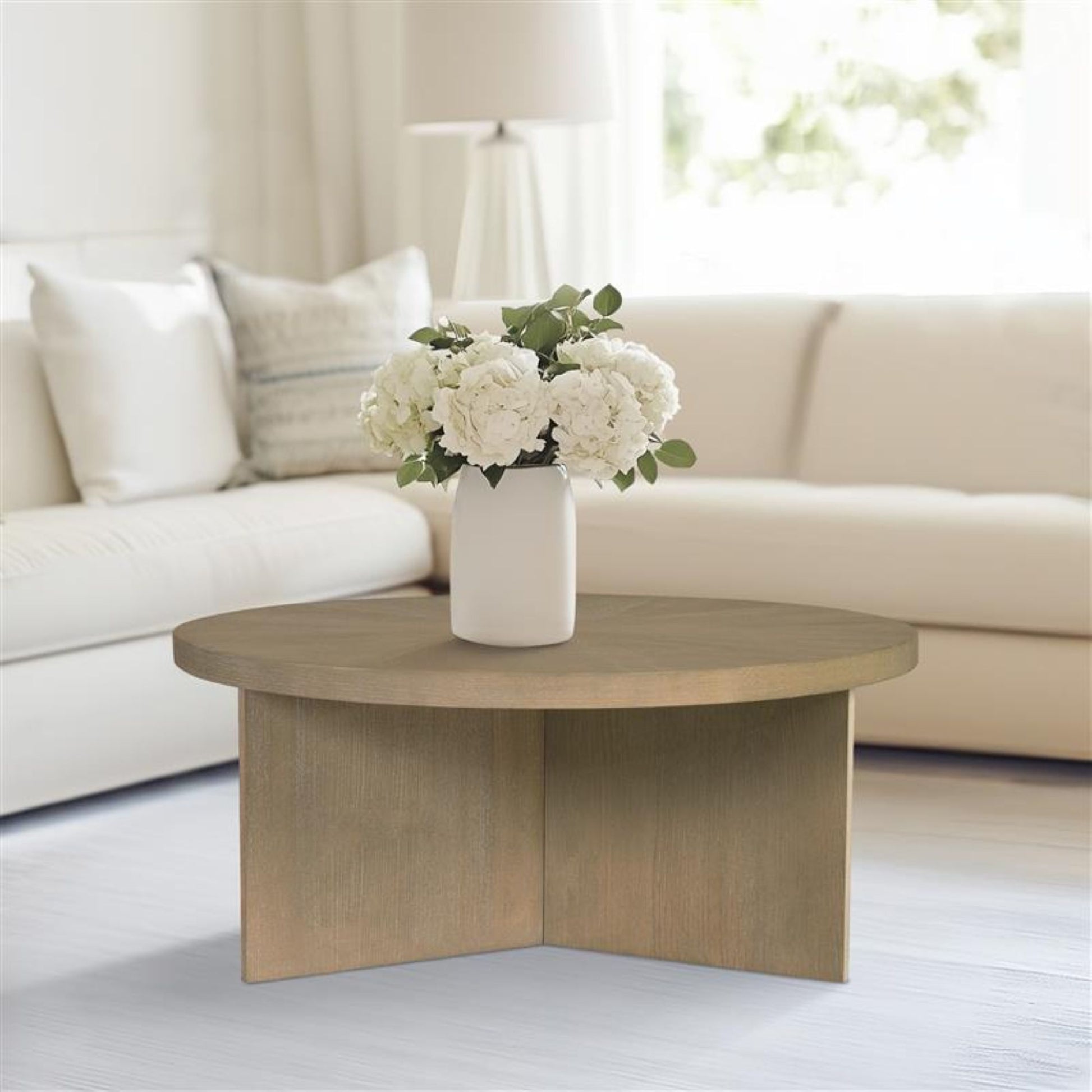 Round Coffee Table With Solid Veneer Top