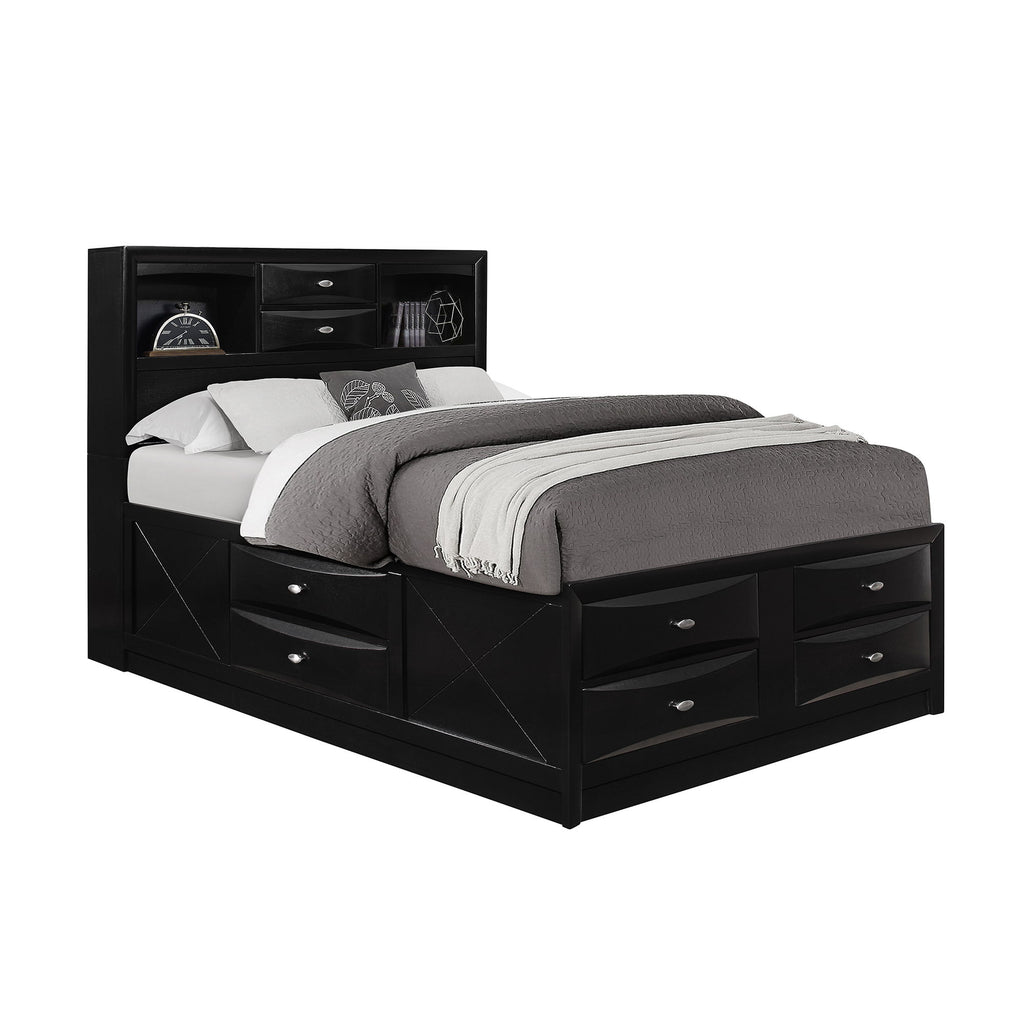 Lucille - 5 Piece Bedroom Set With Storage Drawers And Bookcase Headboard
