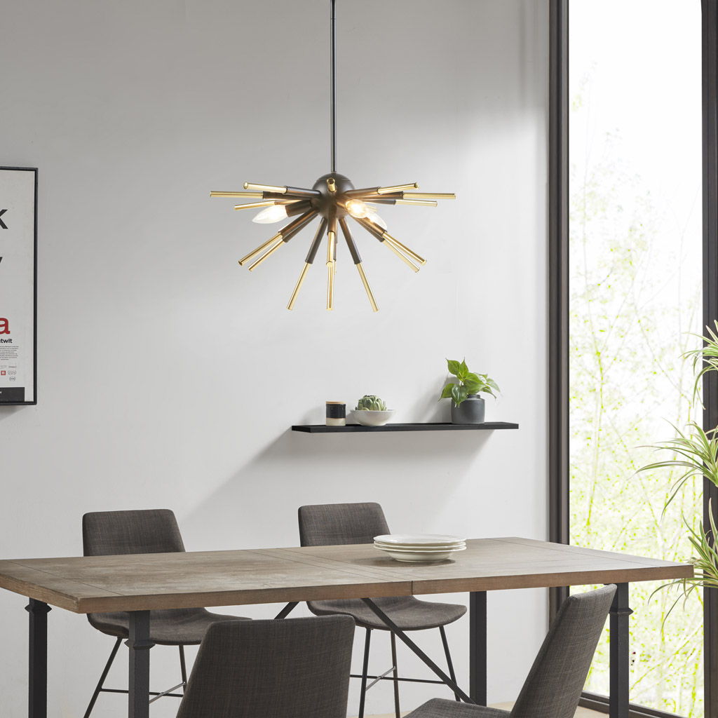 Ely - 3-Light Spiked Chandelier - Matte Black /Gold