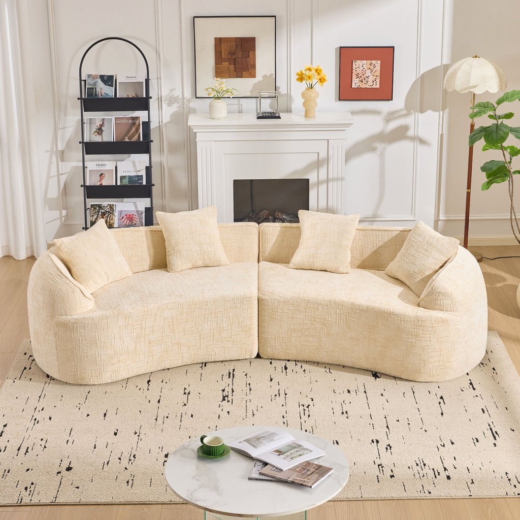 Curved Compressed Sofa, Nordic-Style Design For Living Room