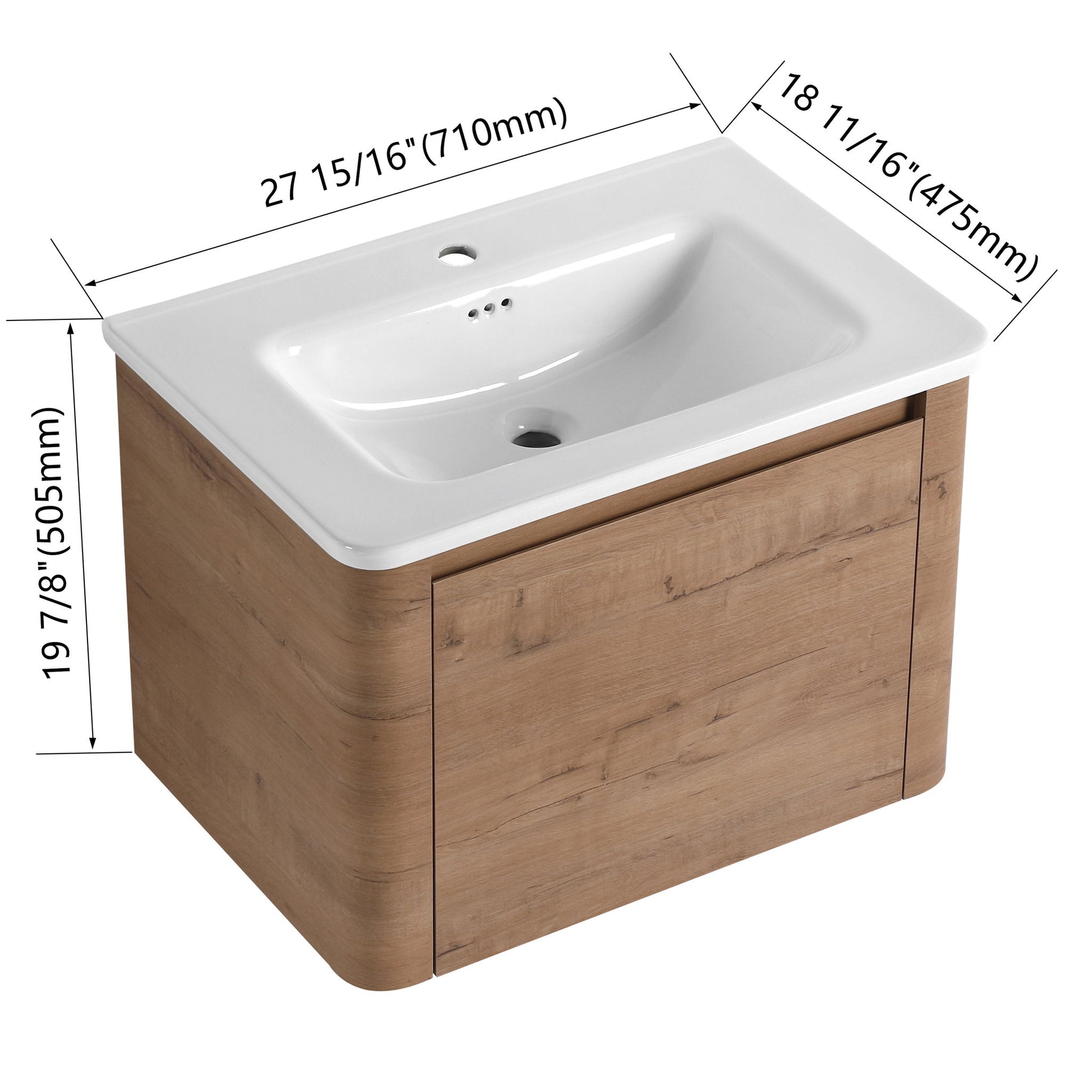 Wall Mounted Bathroom Vanity With Sink & 1 Soft Close Door