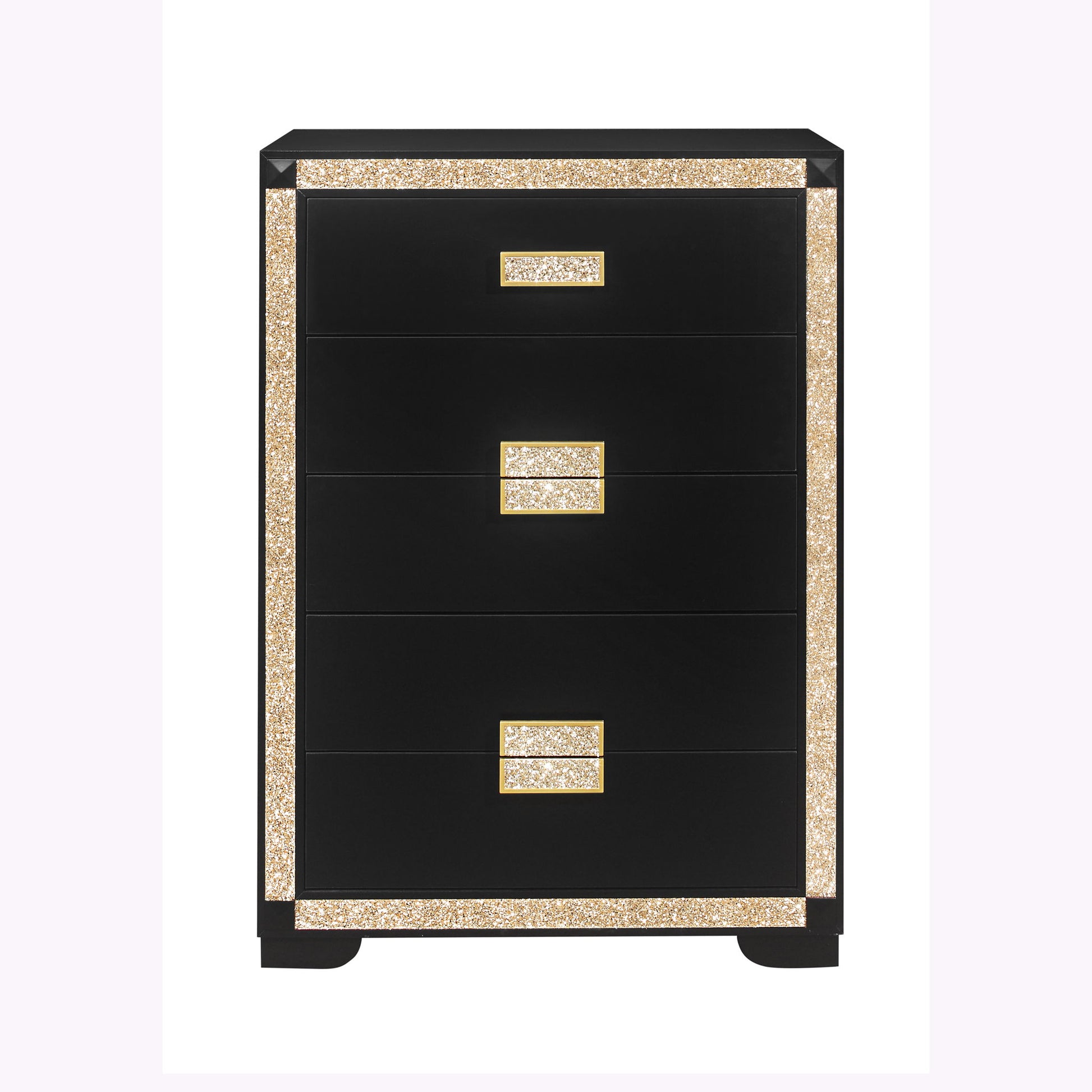 Lively - Chest With Glitter Detail And Thick Bar Handle Hardware - Black