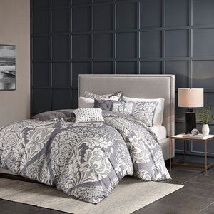 Vienna - 6 Piece Printed Duvet Cover Set - Gray