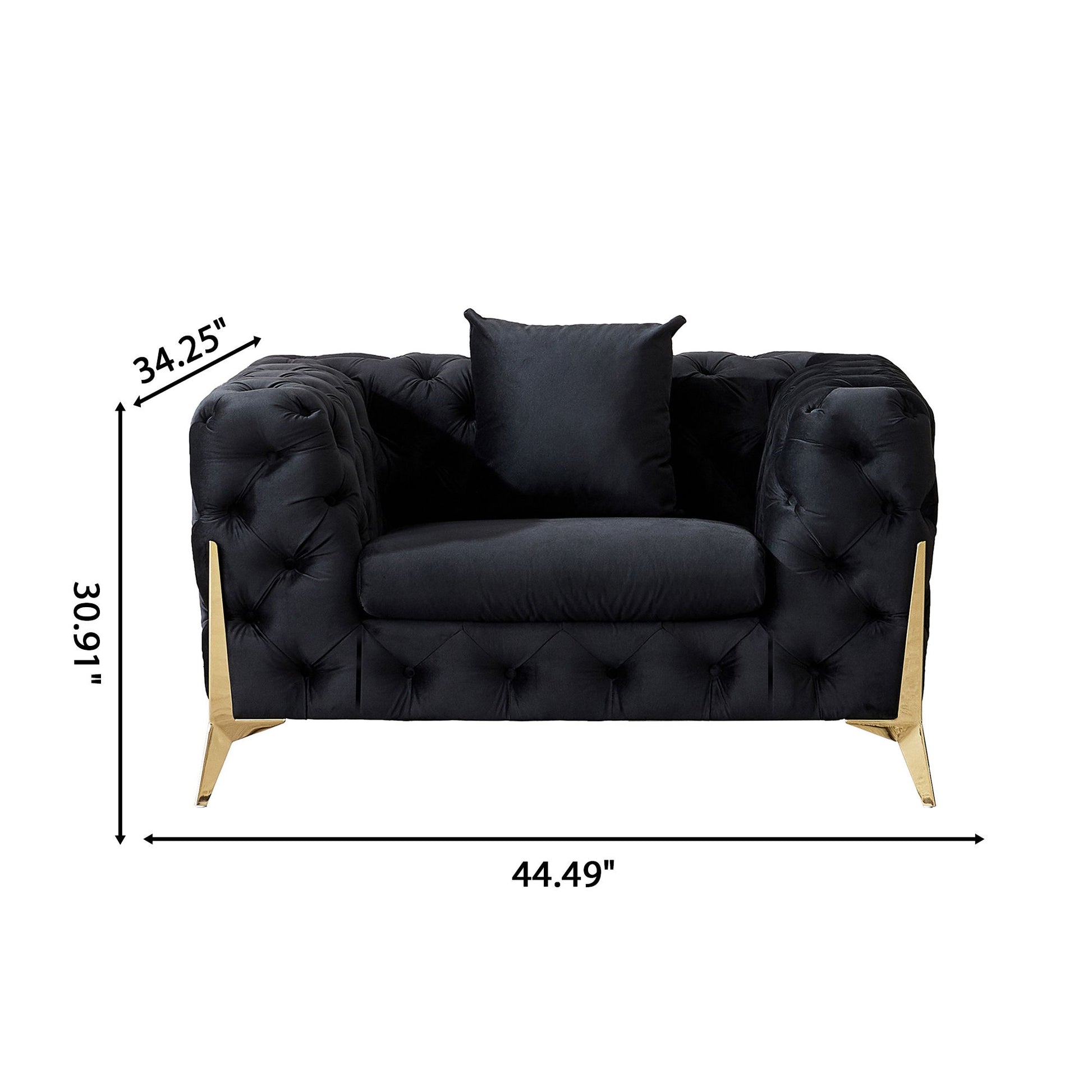 Accent Chair With Diamond Button Tufting, Matching Throw Pillow