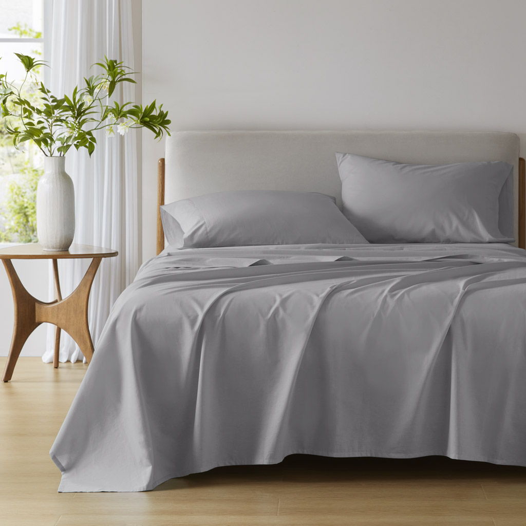 Cotton 144TC - Twin Long Solid Sheet Set - Dark Gray