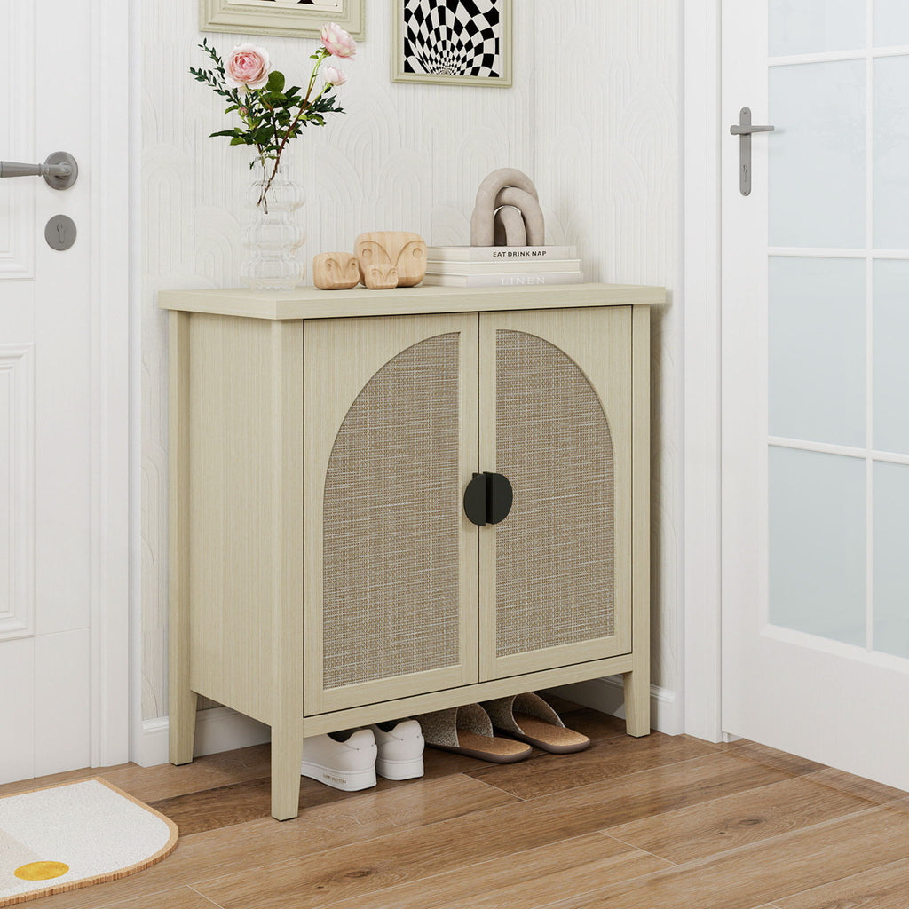 Rattan 2 Door Cabinet, Suitable For Bedroom - Natural