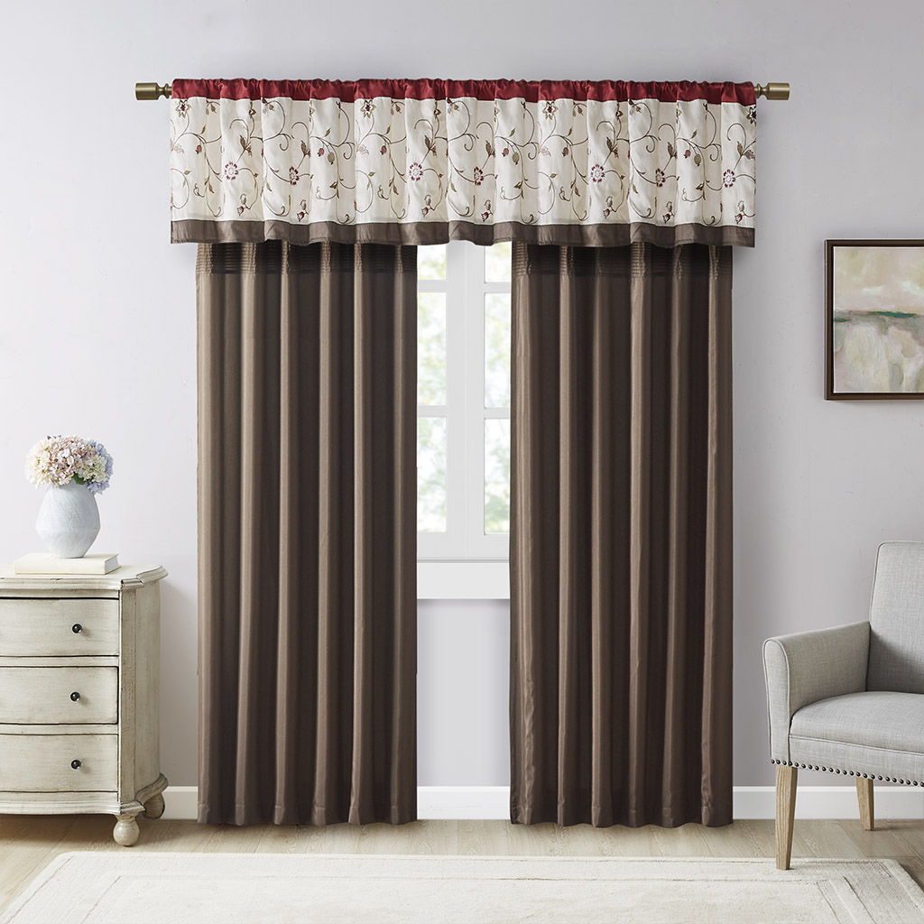 Serene - Embroidered Window Valance - Red