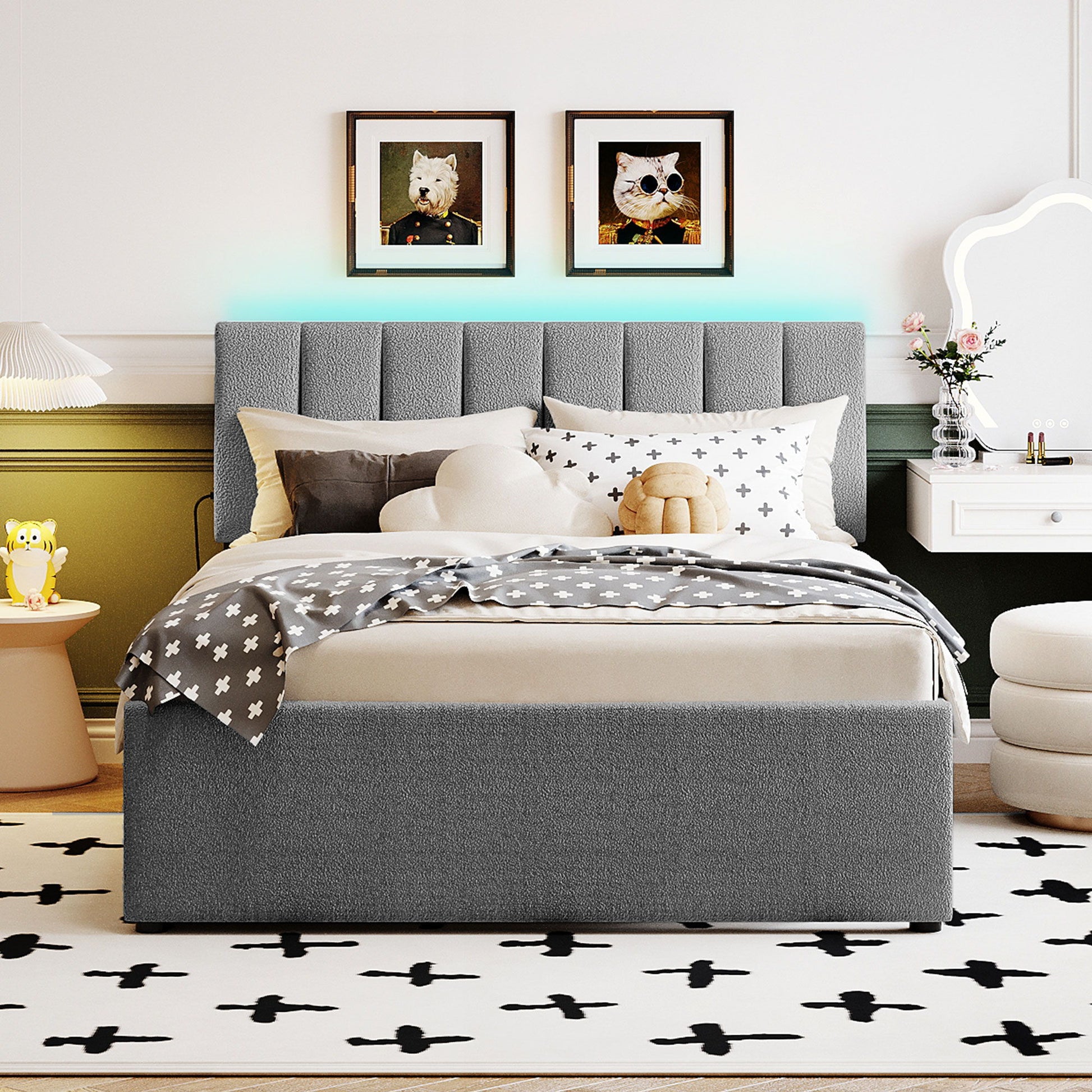 Upholstered Platform Bed With Trundle