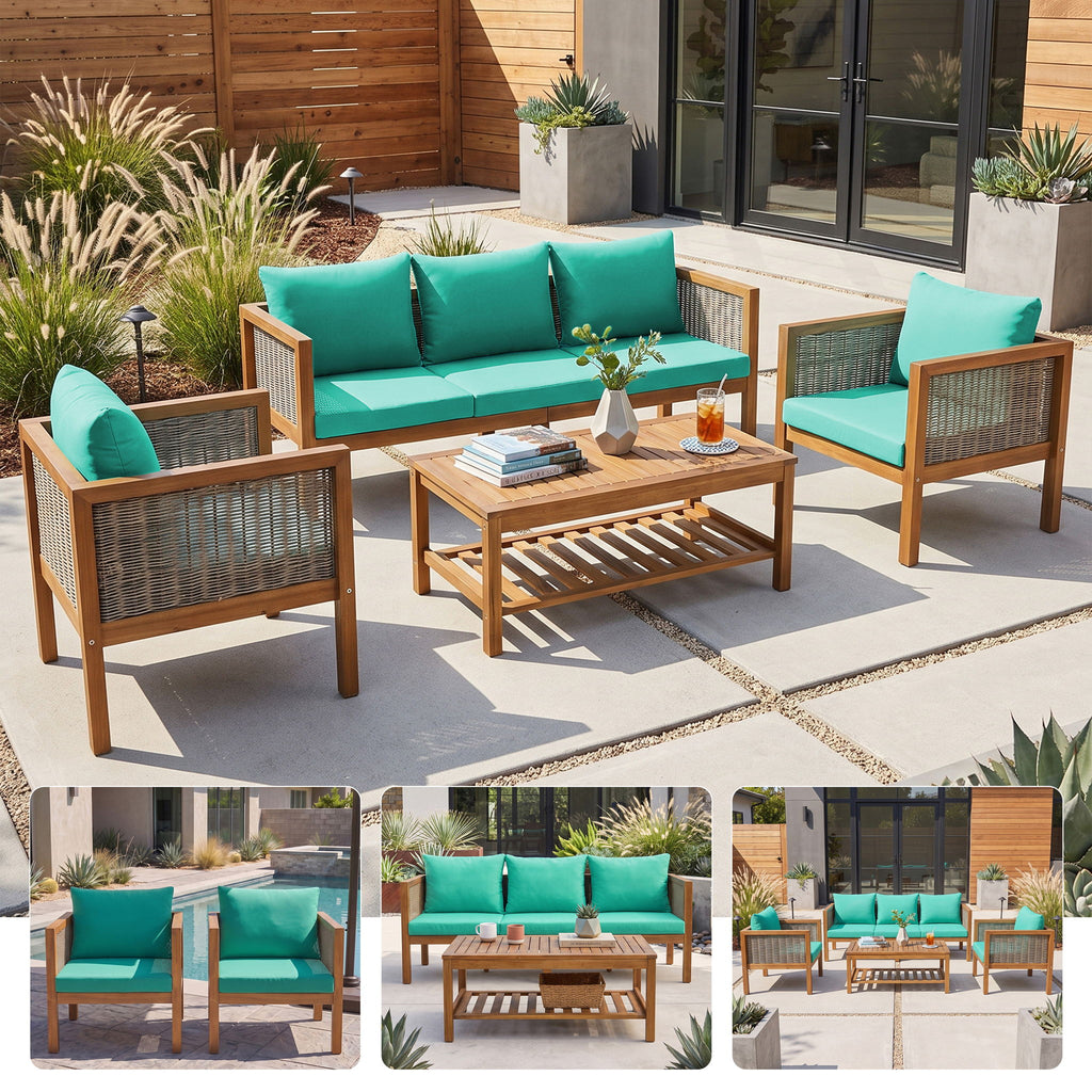 Patio Set Outdoor With Coffee Table And Cushions