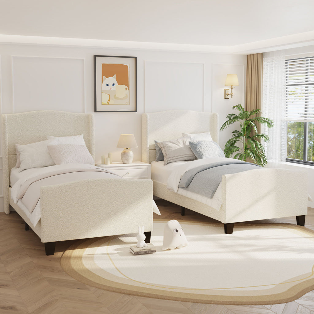 Platform Bed Frame With Tall Headboard And High Footboard