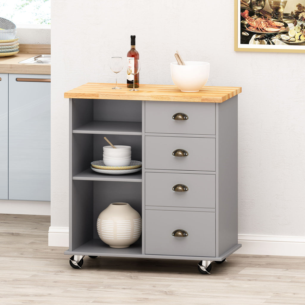 Yohaan - Contemporary Kitchen Cart With Wheels