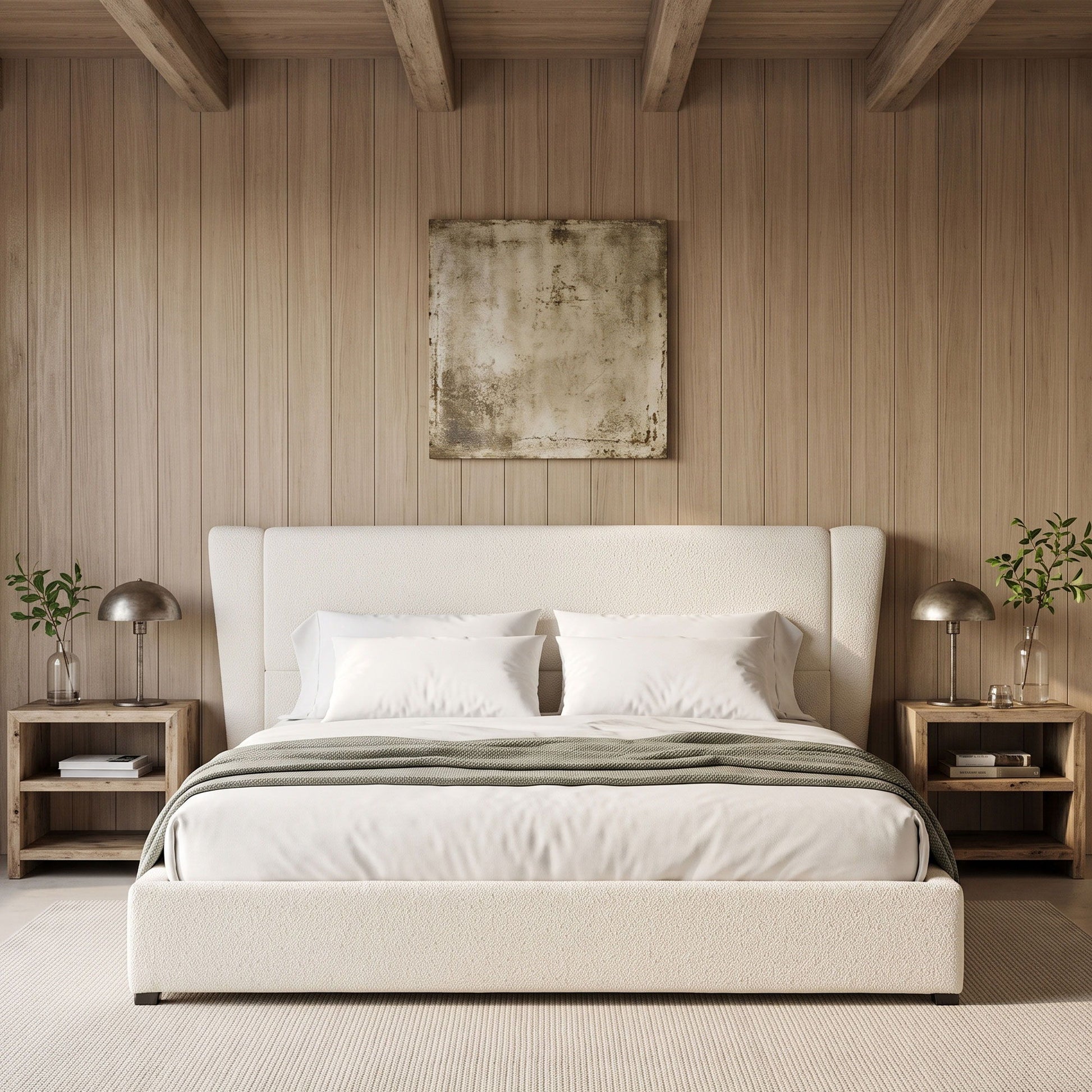 Upholstered Wingback Platform Bed Frame, No Box Spring Needed
