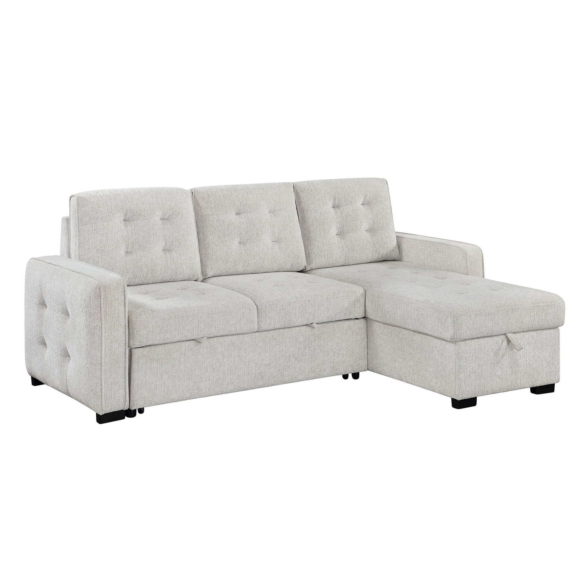 Gustavo - Sofa, Pull Out Bed, Storage Chaise, USB And Cup Holders - Beige