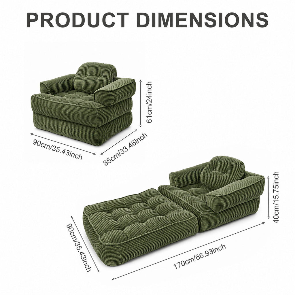 Convertible 2 In 1 Armrest Sofa For Bedroom