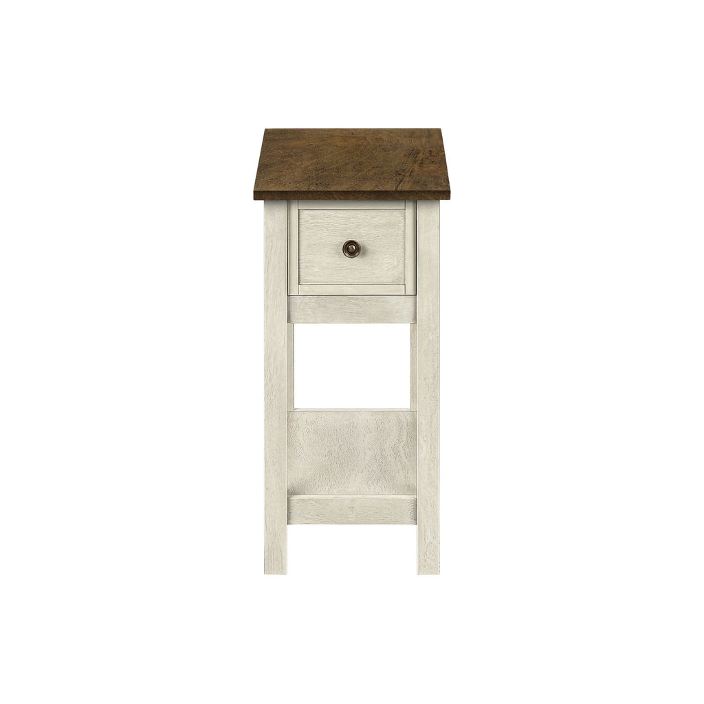 Accent End Table, 2 Tier, Narrow, Lamp, Storage Drawer, Charming Design