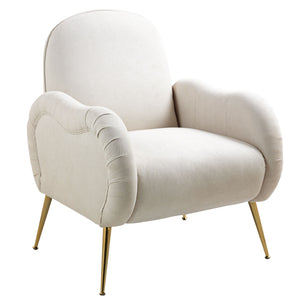 Modern Accent Chair With Metal Legs, Snowflake Fabric Armchair